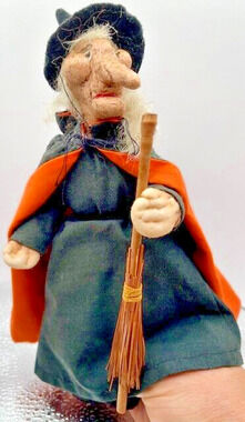 Vintage Halloween Witch Handmade 8" Folk Art